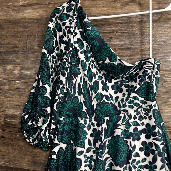 J. Crew Teal and White One-Shoulder Floral Dress - Picture 7 of 15